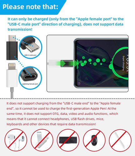 3Pack Lightning Female To USB-C Male Adapter Type Charging For IPhone Silver