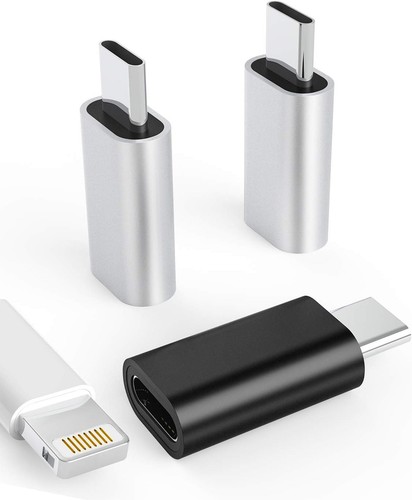 3Pack Lightning Female to USB-C Male Adapter Type Charging for iPhone silver