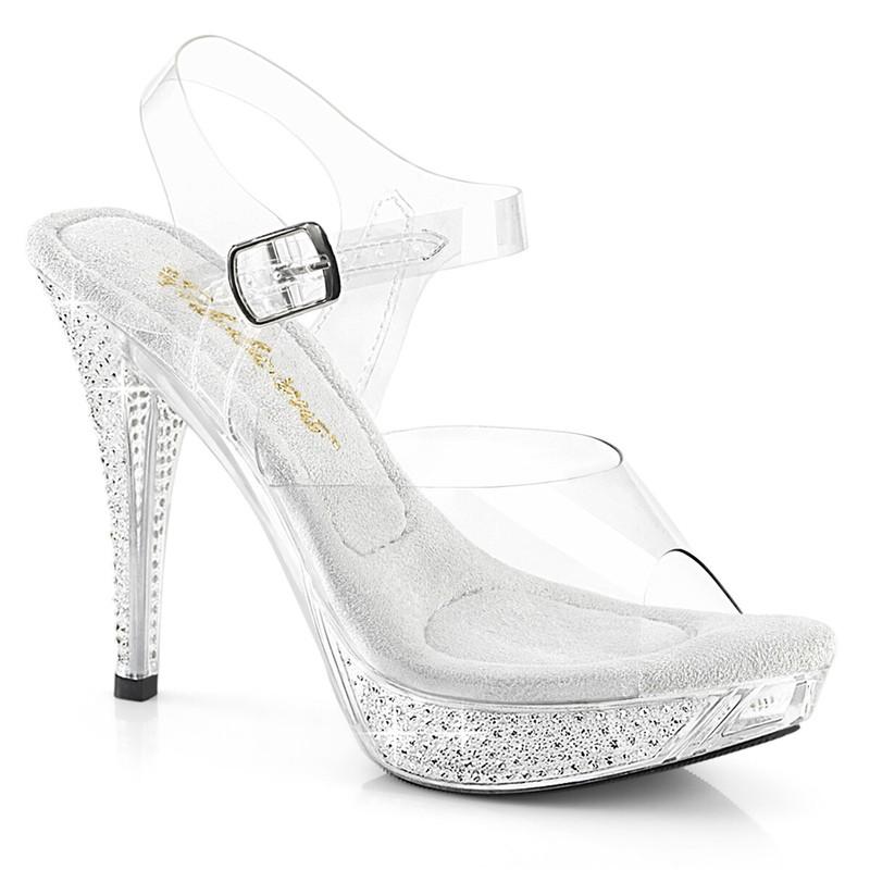 4.5" Clear Silver Rhinestones Fitness Competition Bikini Contest Heels Shoes