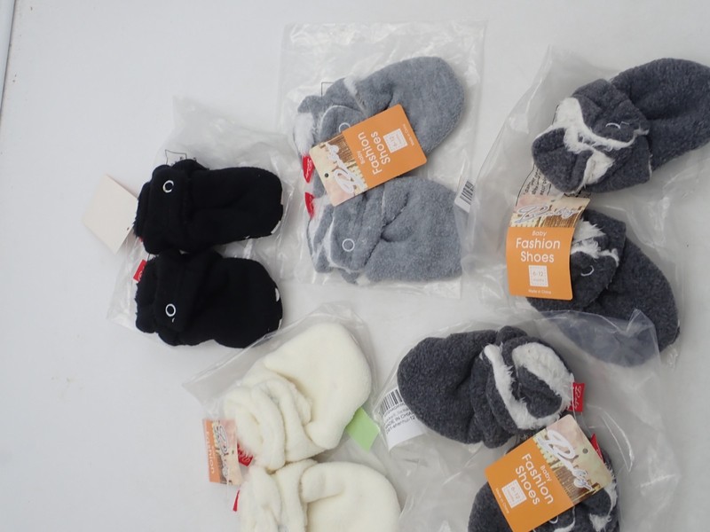 5 Pair Of Infant Babies Fleece Non Slip Booties 6-12 Months