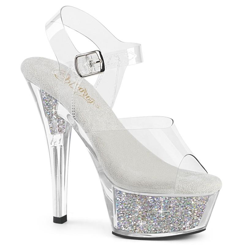 6" Clear Rhinestones Fitness Pageant Competition NPC Bridesmaid High Heels Shoes