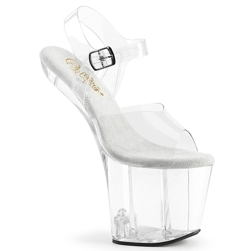 8" Clear Platform Hoof High Heels Ankle Strap Stripper Dancer Pleaser Shoes
