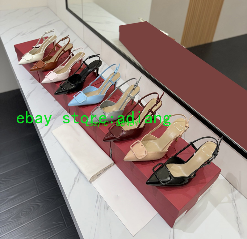 8cm& 4.5cm stiletto grace women patent leather beauty sandal shoes point toe