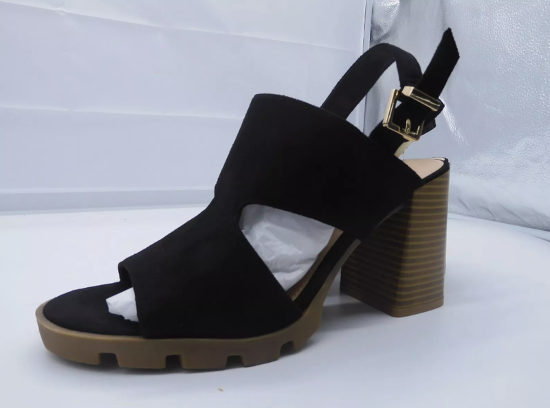 A.n.a. Daly Faux Suede Chunky Heels Sandals - Black Or Brown - Many Sizes