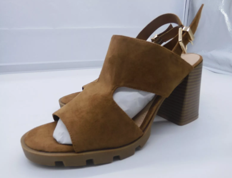 a.n.a. Daly Faux Suede Chunky Heels Sandals - Black or Brown - Many Sizes