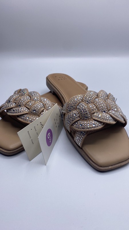 A NEW DAY MAGGIE RHINESTONE FLAT SANDALS COLOR SILVER
