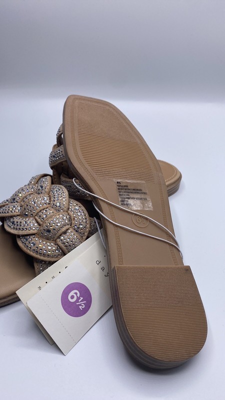 A NEW DAY MAGGIE RHINESTONE FLAT SANDALS COLOR SILVER