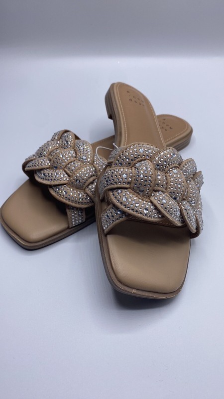 A NEW DAY MAGGIE RHINESTONE FLAT SANDALS COLOR SILVER