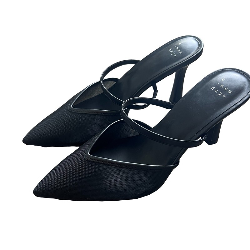 A NEW DAY Sonia Mesh Mule Heels Memory Foam Black