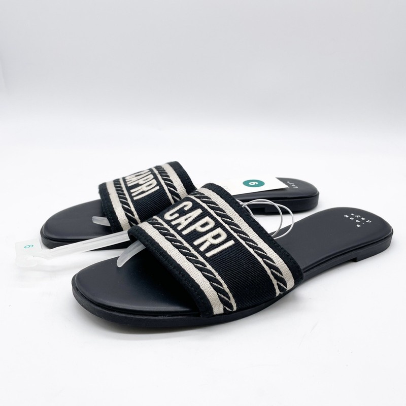 A New Day Women's Capri Nat Slip On Slide Sandals Black Size 9