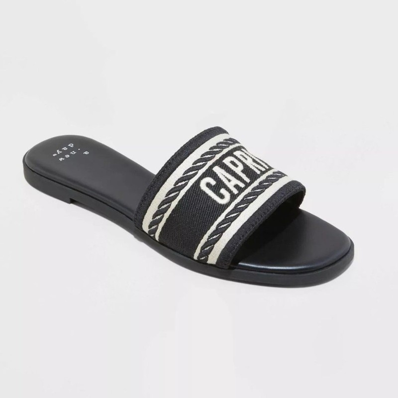 A New Day Women's Capri Nat Slip On Slide Sandals Black Size 9