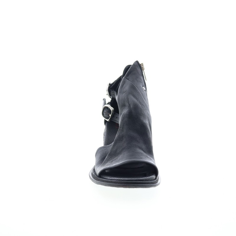 A.S. 98 Naldo Womens Black Leather Zipper Heeled Sandals Shoes 37