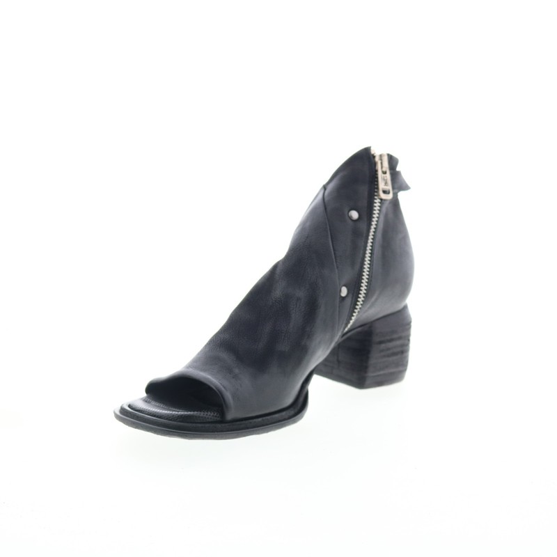 A.S. 98 Naldo Womens Black Leather Zipper Heeled Sandals Shoes 37