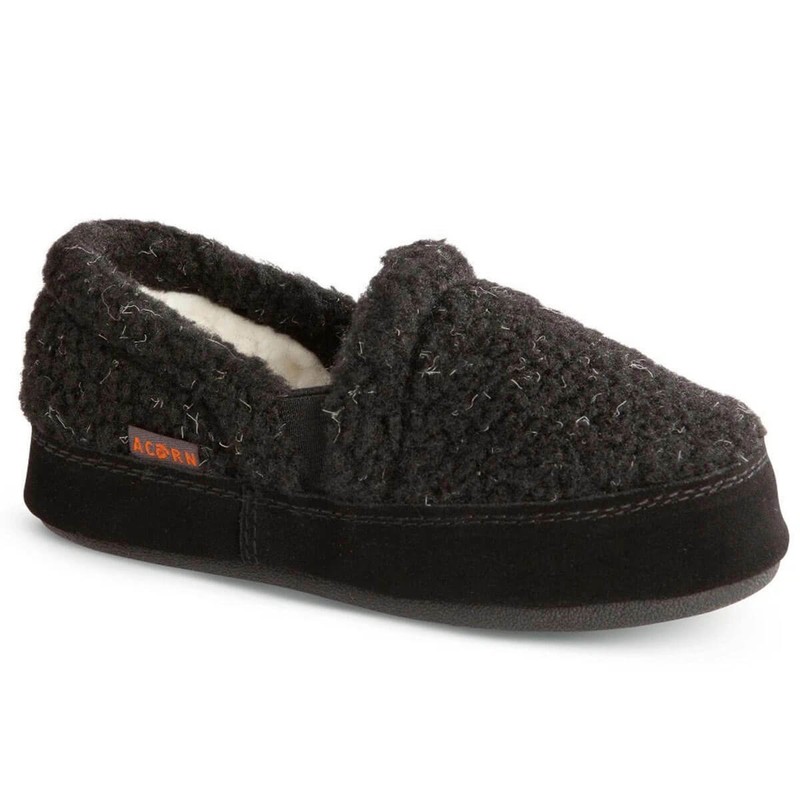 Acorn Kid's Moccasins Colby Gore Slip On Black Berber K12/13 (A10036ACE12-13)