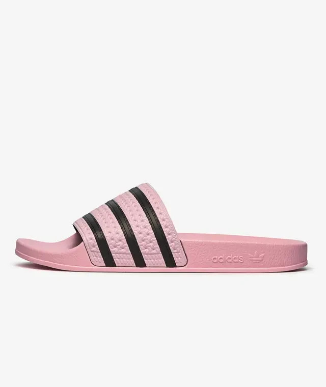 Adidas Adilette HP6511 Sandals Women's Pink Black Stripe Open Toe Slip On Slides