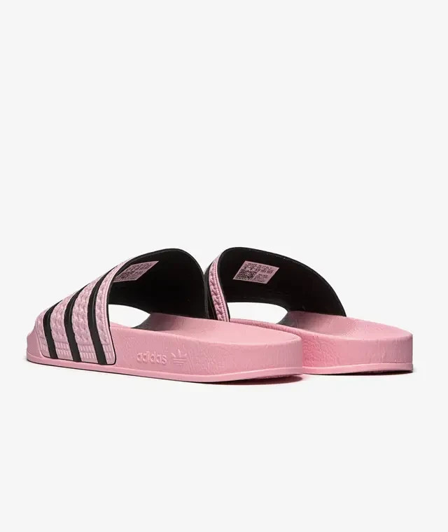 Adidas Adilette HP6511 Sandals Women's Pink Black Stripe Open Toe Slip On Slides