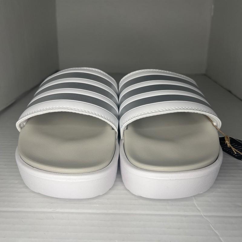 Adidas Adilette Platform Sandal IE9703 White Women's Size 6 M NIB CUSHY SILVER