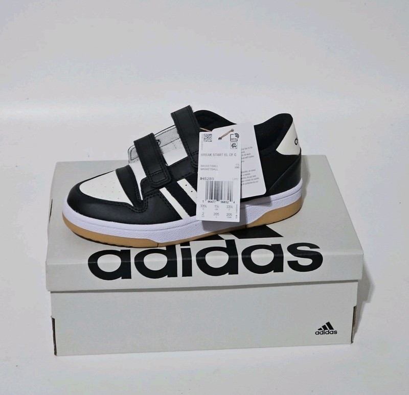 Adidas Break Start EL CF C Black Basketball Shoes Sneaker Size 2 Kids Hook Loop