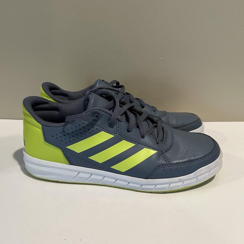 Adidas EVA 791005 Boys Gray Yellow Stripe Sport Sneakers Size 6