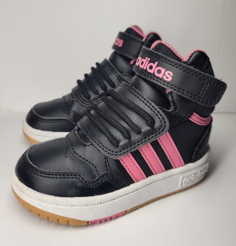 Adidas Hoops Mid 3.0 Sneaker Kids Size 7K Toddler Black & Pink