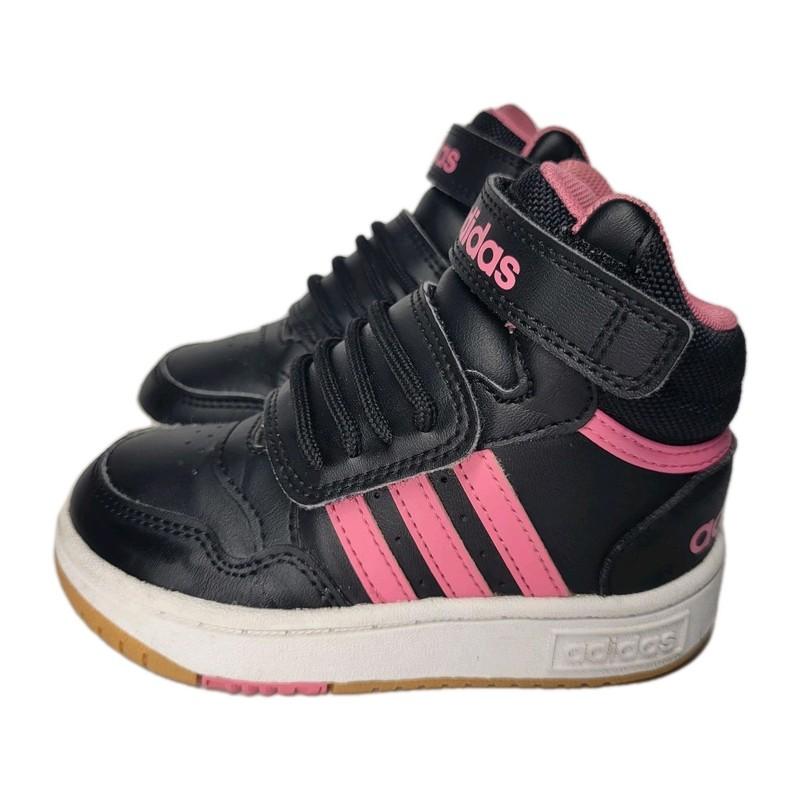 Adidas Hoops mid 3.0 sneaker Kids Size 7K Toddler Black & Pink
