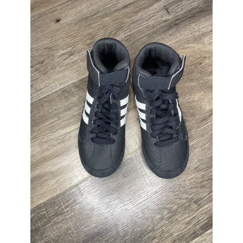 Adidas HVC 2 Wrestling Shoe Youth Size 11 Lace Up Strap EUC Black White Stripws