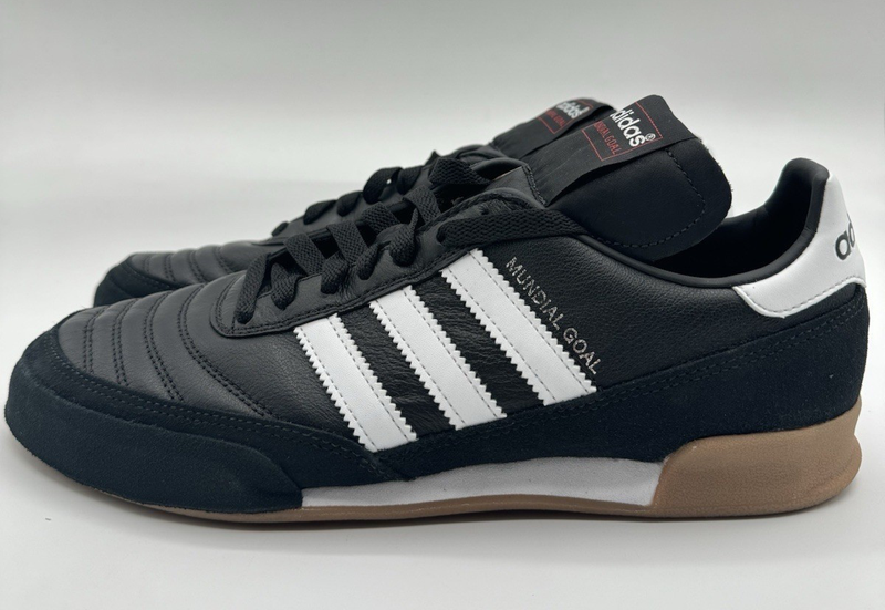 Adidas Men's Mundial Goal Leather Indoor Soccer Suede Black White 019310