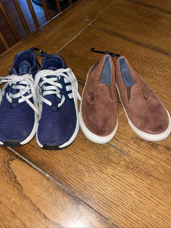 Adidas Navy kids Racer Lot Of 2 Shoe Old Navy Slip On Leather Sz 11 Boys School
