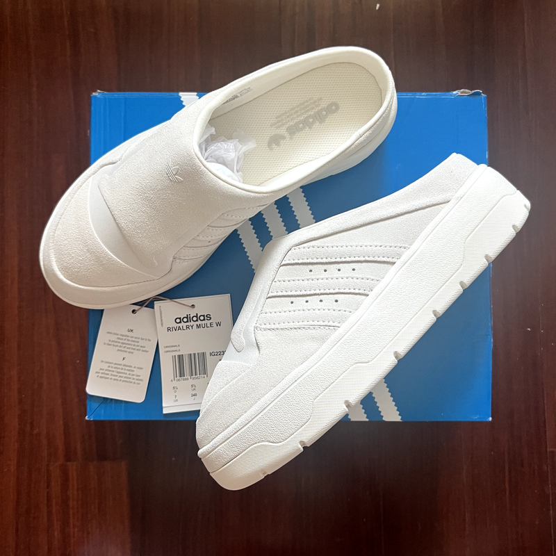 Adidas Rivalry Women Mule Shoes Sneakers White Grey IG2232