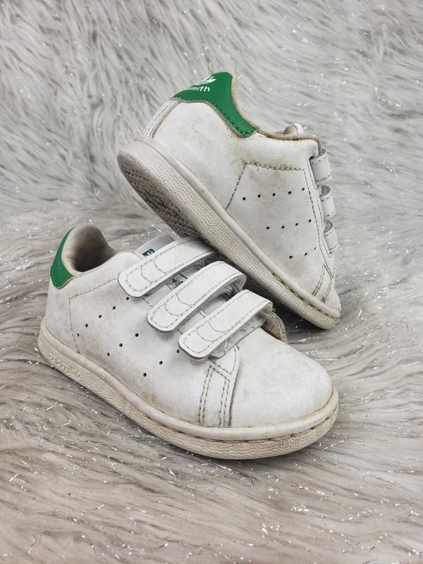 ADIDAS Stan Smith BZ0520 White Green Easy On Sneakers Size Toddler Kids 7K