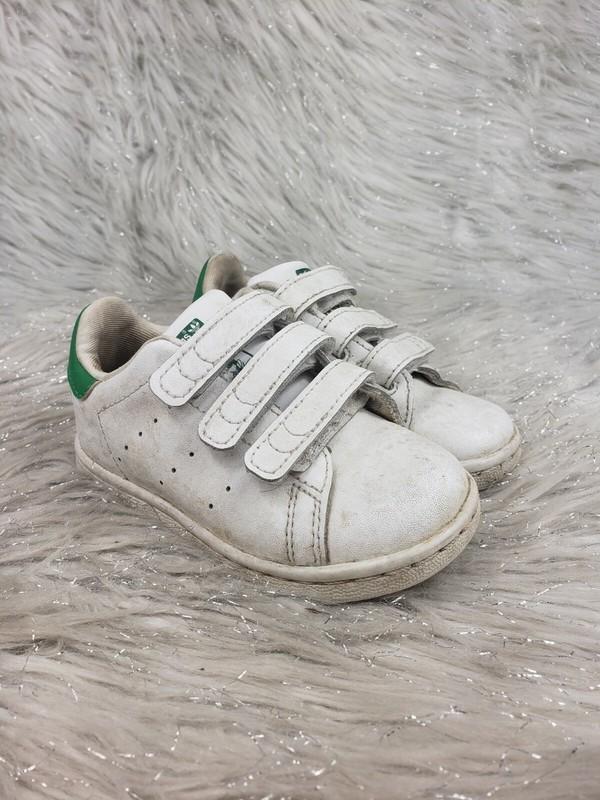 ADIDAS Stan Smith BZ0520 White Green Easy On Sneakers Size Toddler Kids 7K