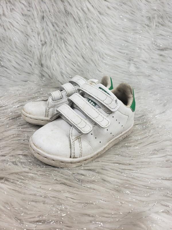 ADIDAS Stan Smith BZ0520 White Green Easy On Sneakers Size Toddler Kids 7K