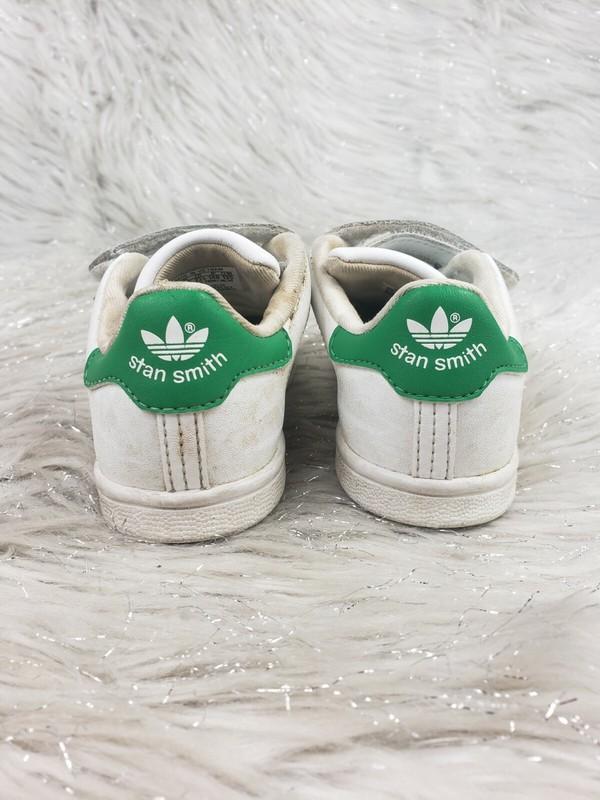 ADIDAS Stan Smith BZ0520 White Green Easy On Sneakers Size Toddler Kids 7K