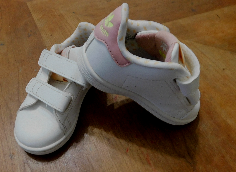 Adidas Stan Smith white/pink/orange Infant/Toddler Shoes Size 6K double straps