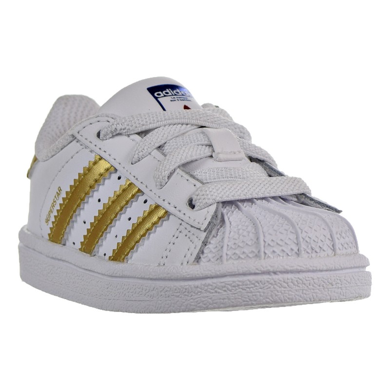 Adidas Superstar Toddler Shoes White-Metallic Gold-Blue-Scarlet B39401