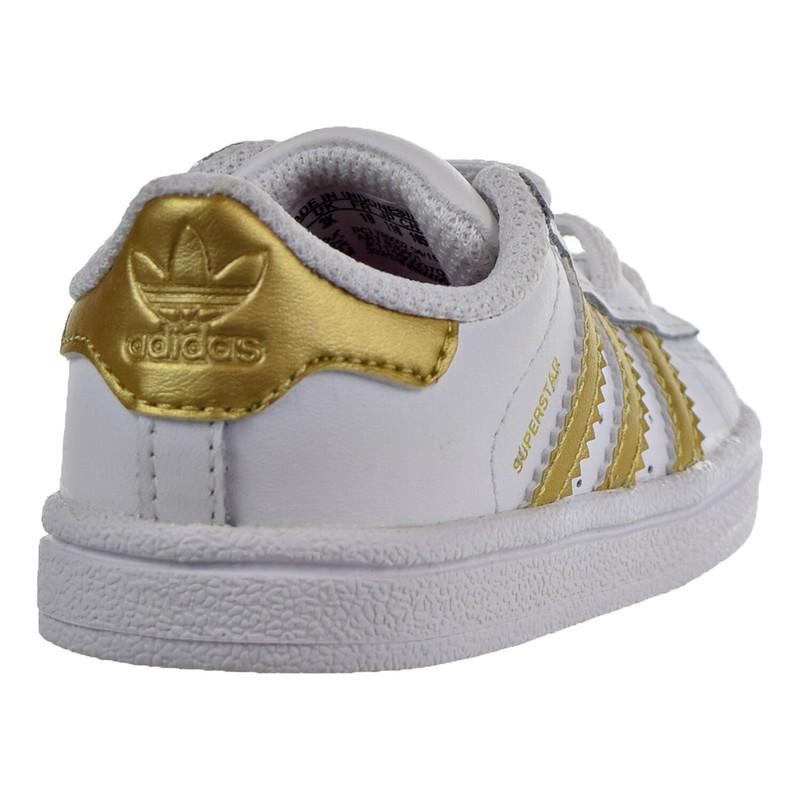 Adidas Superstar Toddler Shoes White-Metallic Gold-Blue-Scarlet B39401