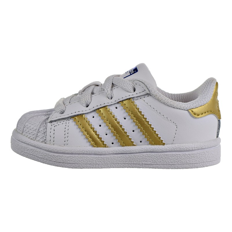 Adidas Superstar Toddler Shoes White-Metallic Gold-Blue-Scarlet B39401