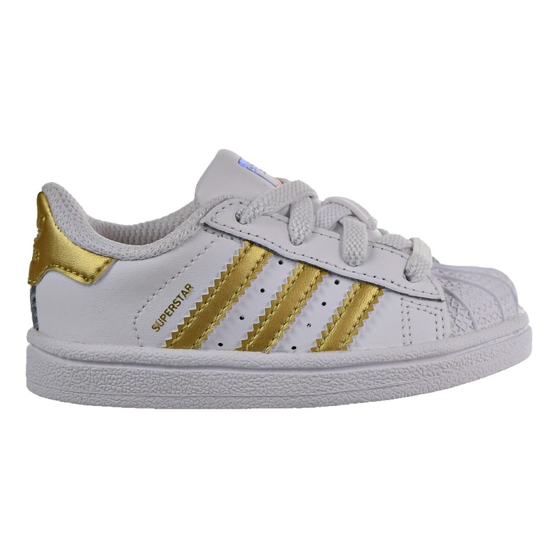 Adidas Superstar Toddler Shoes White-Metallic Gold-Blue-Scarlet B39401