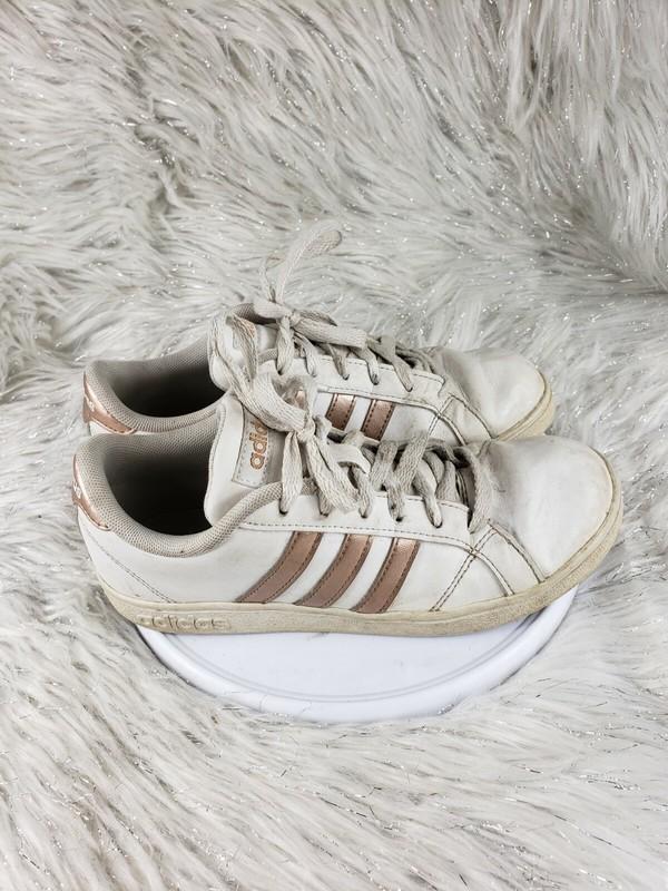 Adidas Unisex Kids White AQ0783 Baseline K Lace Up Sneaker Tennis Shoes Size 3.5