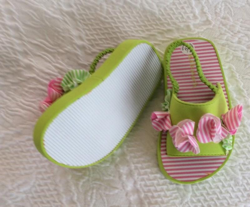 Adorable Toddler Sandals Pink And Lime Green Size 7-9 NWOB