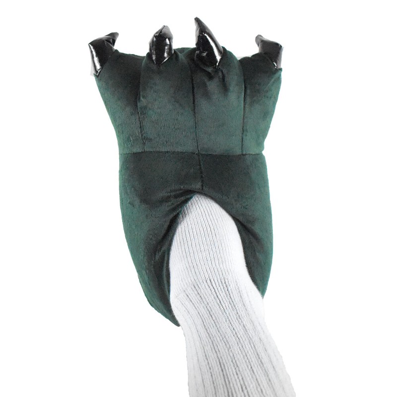 Adult Plush Green Monster Feet Super Soft Slippers