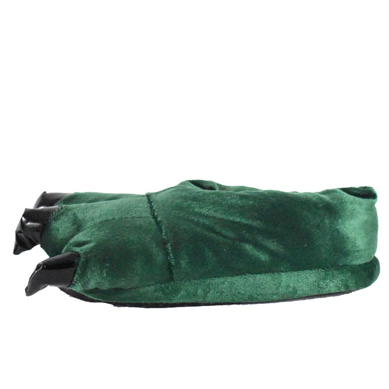 Adult Plush Green Monster Feet Super Soft Slippers