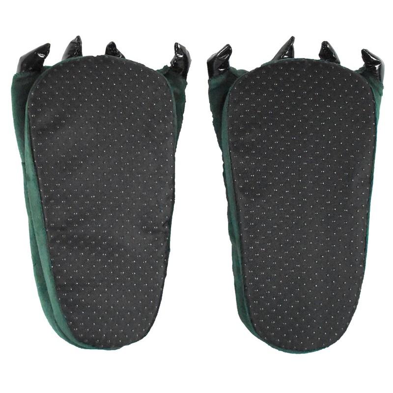 Adult Plush Green Monster Feet Super Soft Slippers