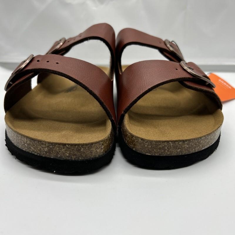 Aerothotic Cork Slides Womens Sz 11 Tan Synthetic Leather Adjustable Straps