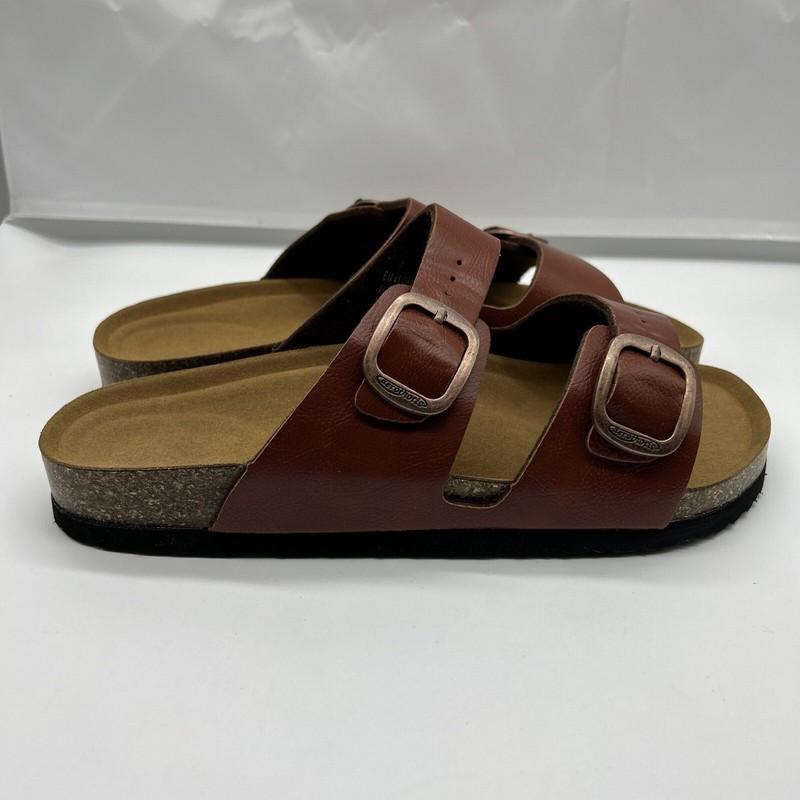 Aerothotic Cork Slides Womens Sz 11 Tan Synthetic Leather Adjustable Straps