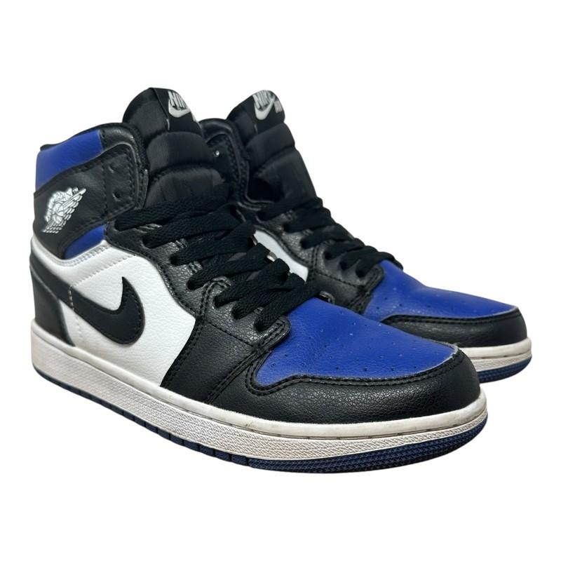 Air Jordan 1 Mid Basketball Shoes Kids Sneakers Royal Blue Black White
