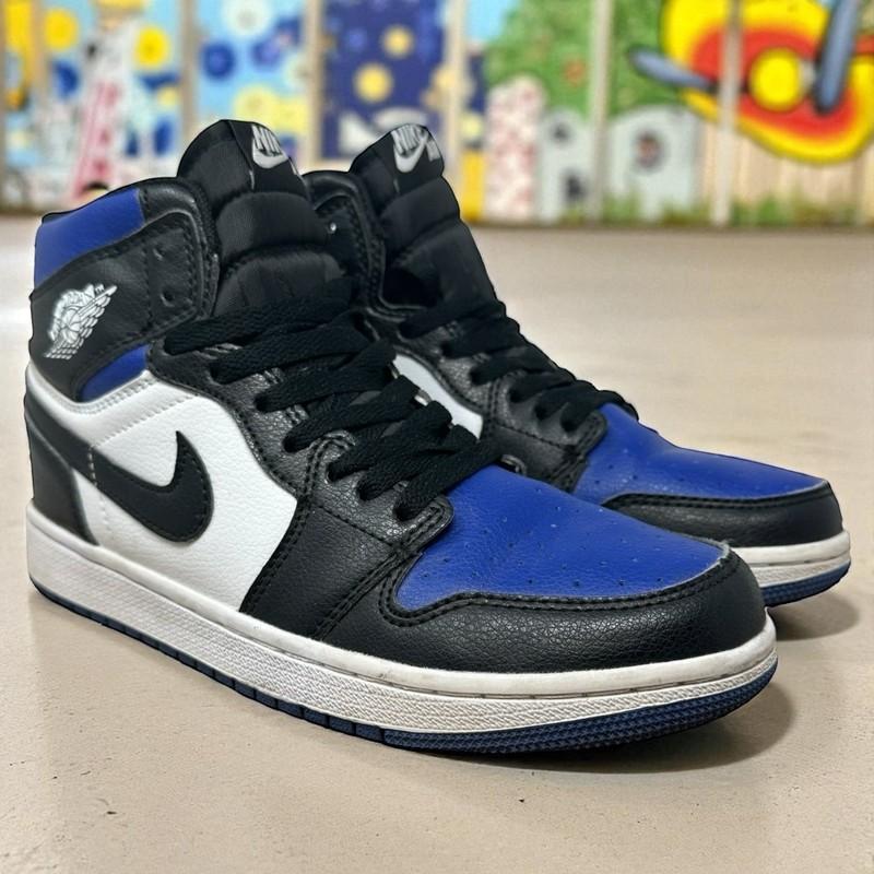 Air Jordan 1 Mid Basketball Shoes Kids Sneakers Royal Blue Black White