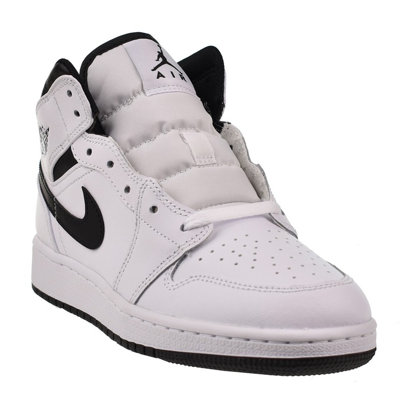Air Jordan 1 Mid (GS) Big Kids' Shoes Black-White DQ8423-132
