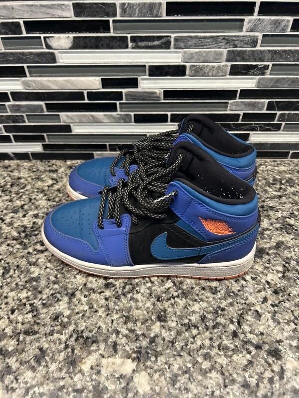 Air Jordan 1 Mid GS Size 4Y Racer Blue/Green Abyss-Black 554725-440