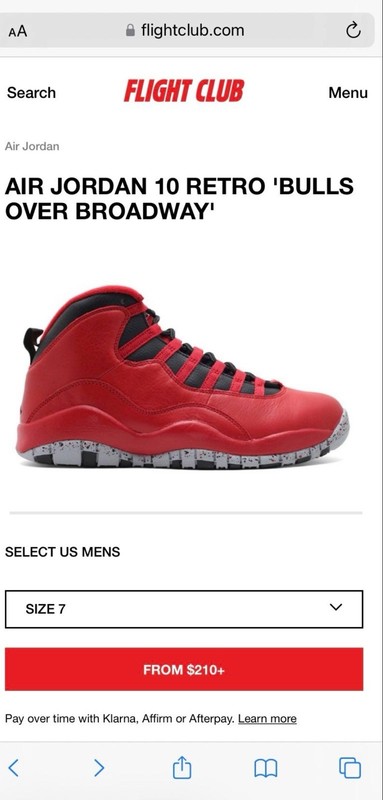 Air Jordan 10 Retro Bulls Over Broadway Sneakers Size 5.5 Boys